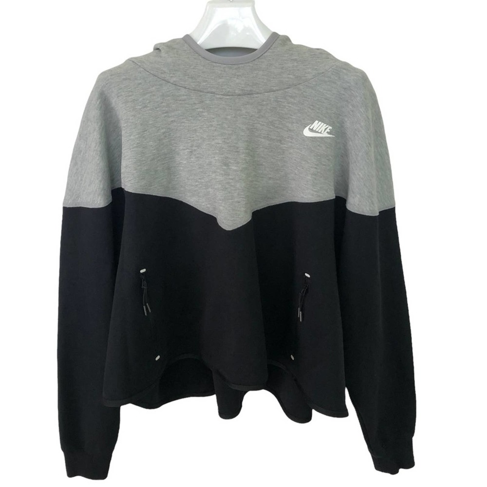 Nike Sportswear Tech Fleece Women's Cropped Hoodie Grey And Black Plus Size 2X